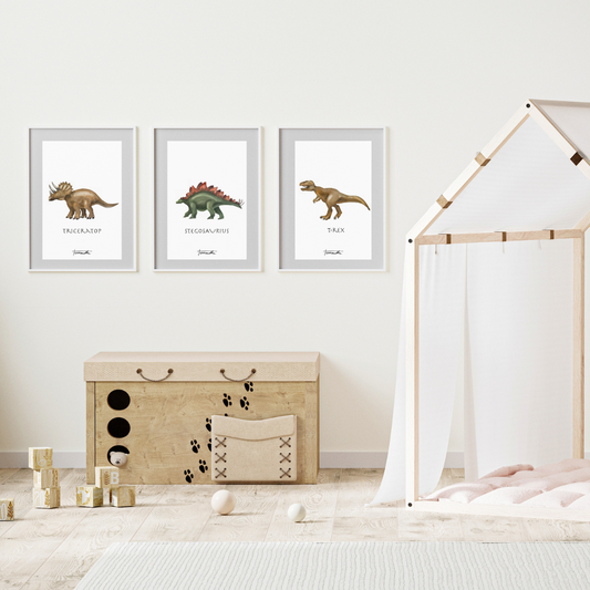 Pack de 3 Láminas de dinosaurios infantiles