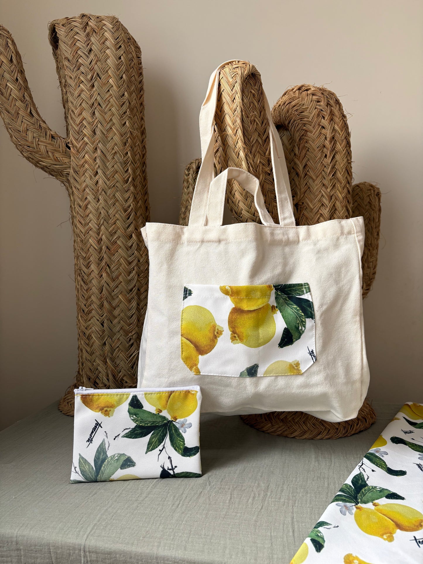 Bolso Tote de lona con bolsillo