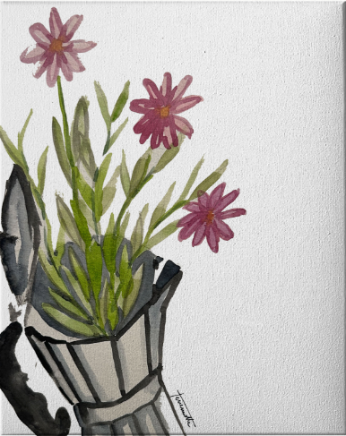 Lámina Cafetera y Flores