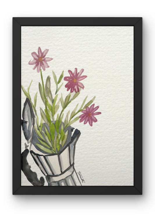 Lámina Cafetera y Flores