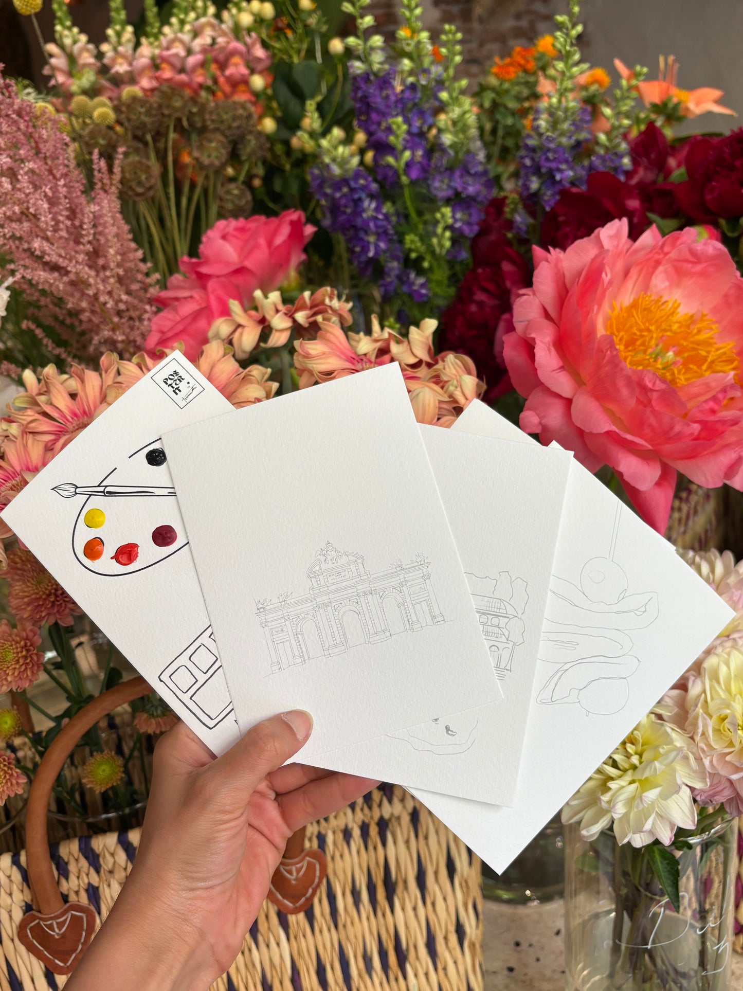 Kit de POSTALES DE MADRID para que pintes tú.