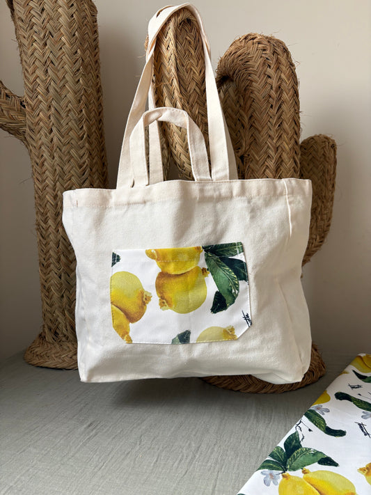 Bolso Tote de lona con bolsillo